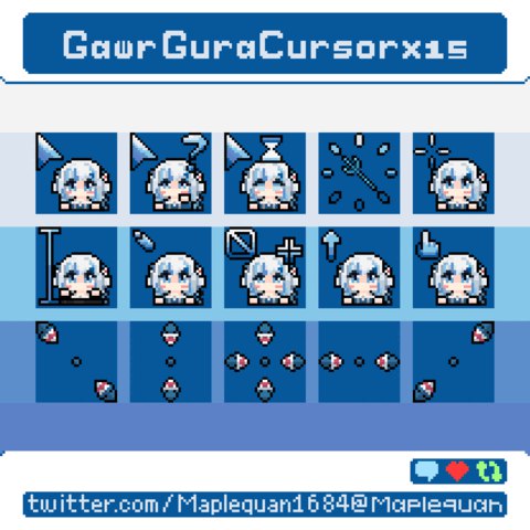 HololiveEN Gawr Gura Cursor (Retake) & V3- Myth_01 - Maplequan's Ko-fi Shop
