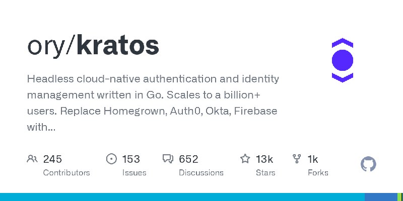 GitHub - ory/kratos: Headless cloud-native authentication and identity management written in Go. Scales to a billion+ users. Replace…