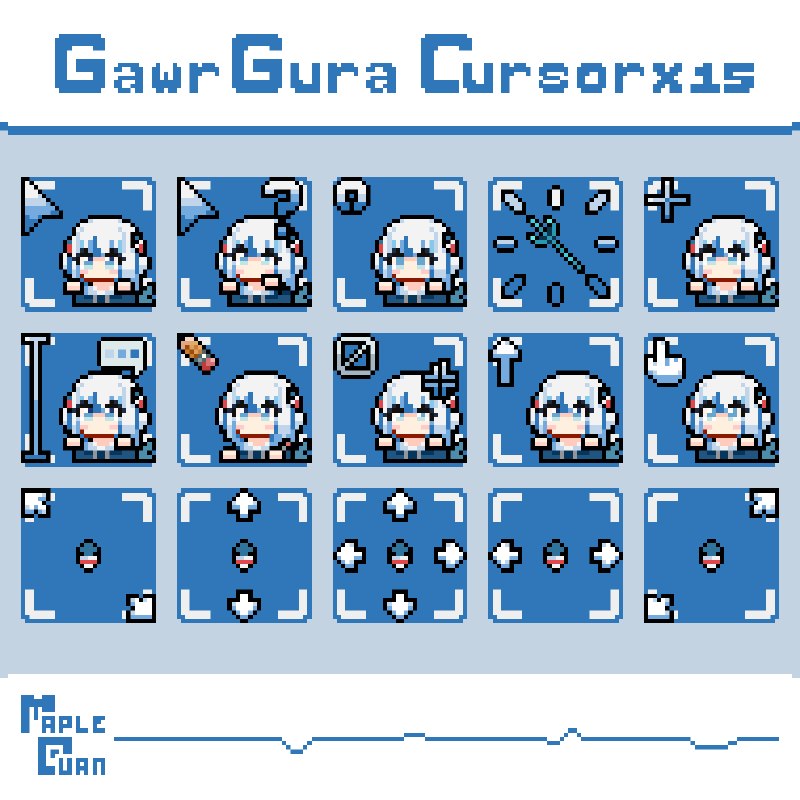 HololiveEN Gawr Gura Cursor V1,2,3 & 25,26(Retake)- Myth_01 - Maplequan's Ko-fi Shop