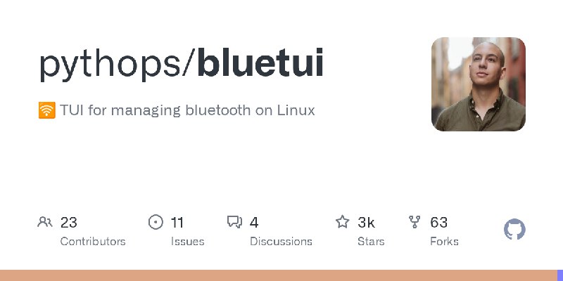 GitHub - pythops/bluetui: 🛜 TUI for managing bluetooth on Linux